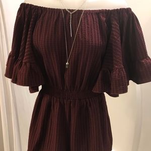 Burgundy Off the Shoulder Romper NWT